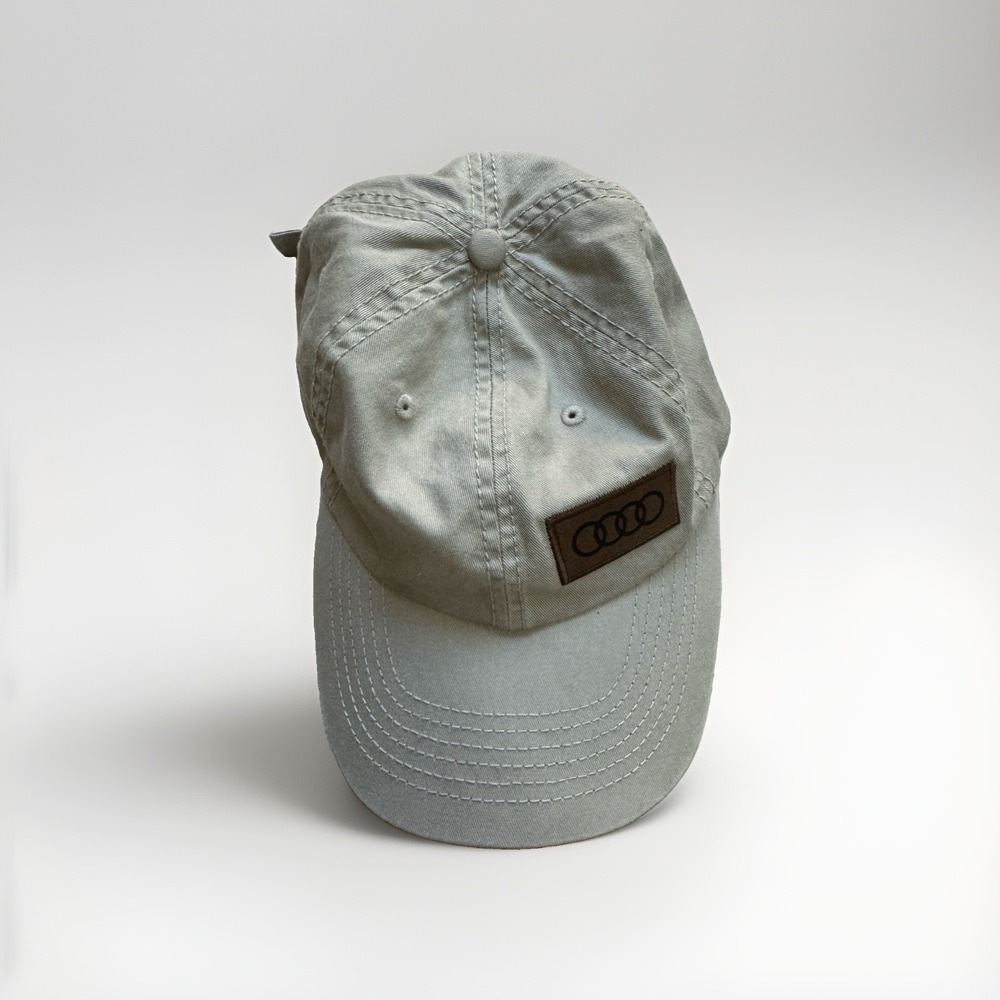 Audi Hat Cap Tan Khaki Strapback Adjustable Licensed Leather Logo Patch